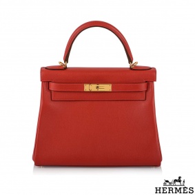 Herms Kelly II Retourne 28cm Rouge Casaque Handbag